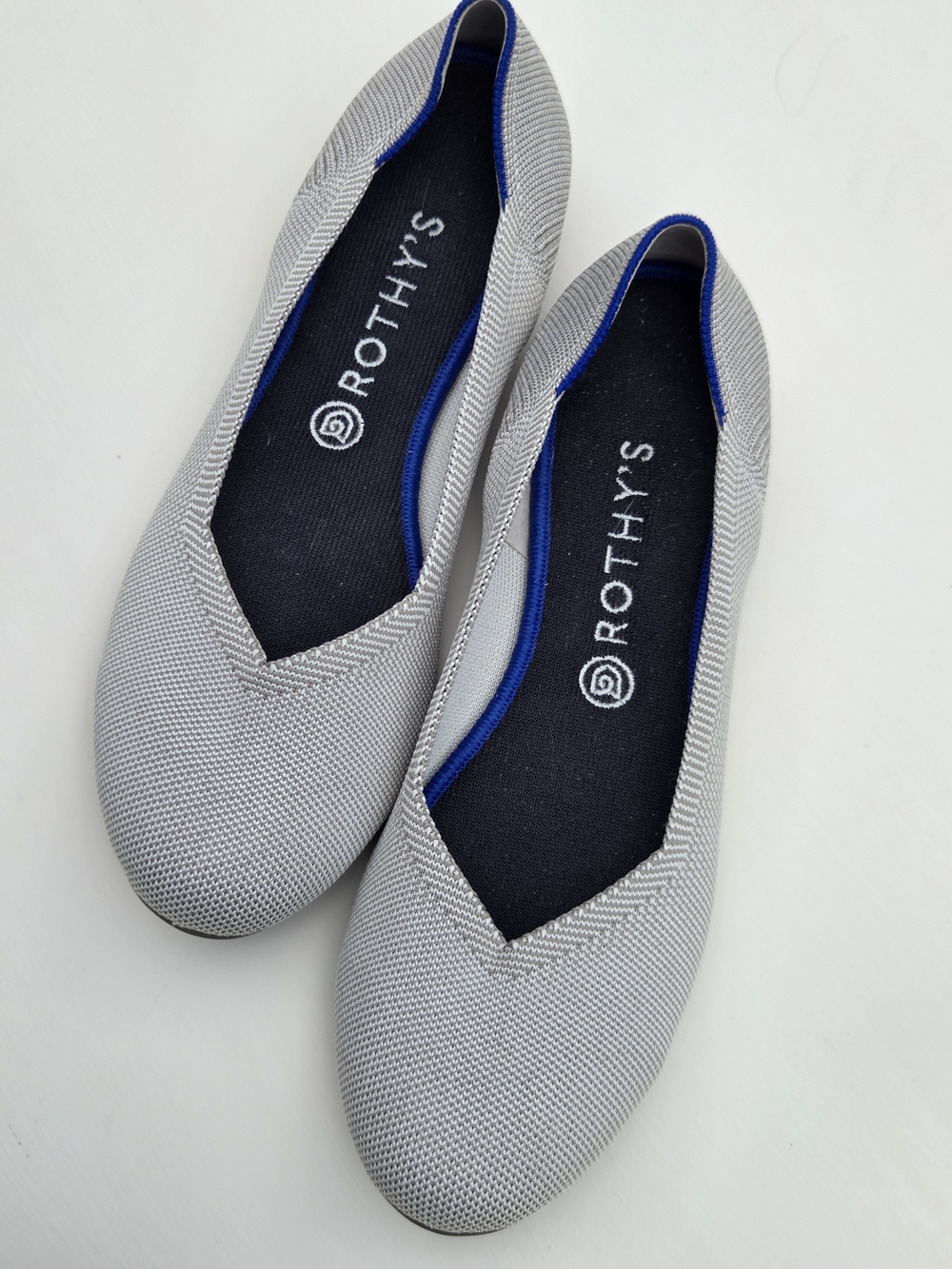 Rothys The Flat Flax Birdseye Grey Round Toe Ballet Flats Shoes Womens Size-11